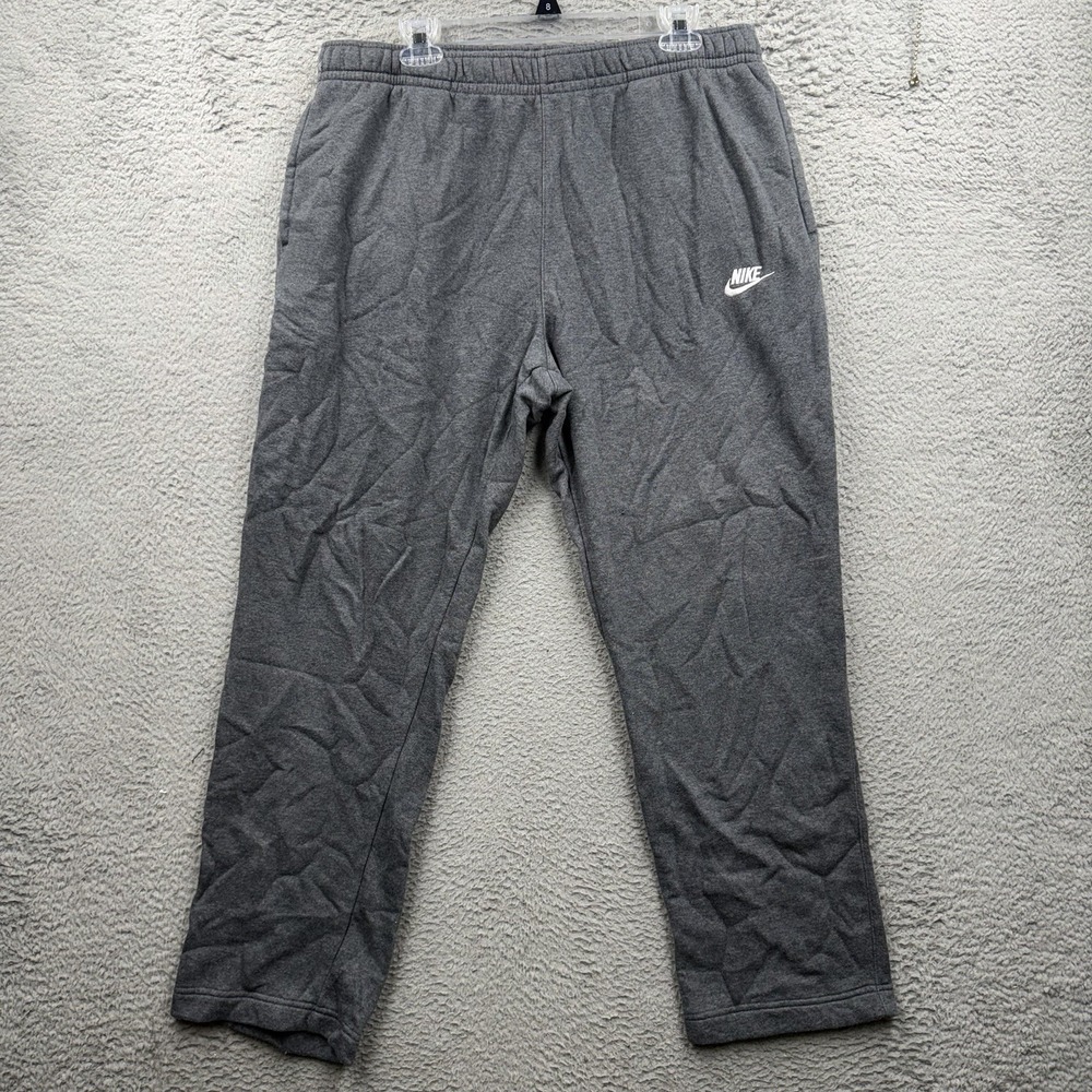 Nike Mens Fleece Sweatpants Heather Gray Embroidered Swoosh Joggers Size XL